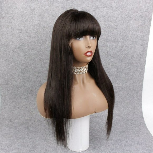 100% Human Hair FULL Lace Wig w/Bangs, 20" inches - Picture 2 of 8